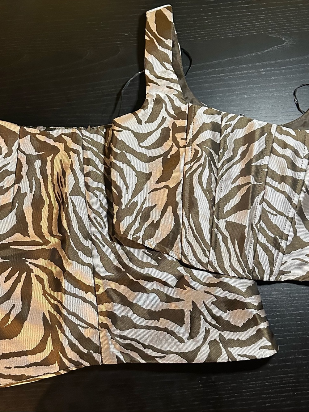 Forever 21 Brown and Cream Zebra-Print Crop Top